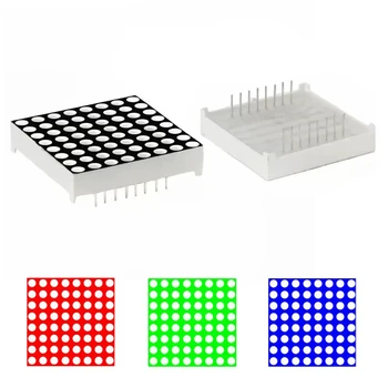 Modulo a matrice di punti a catodo comune con display a LED da 3 mm 8 * 8 MAX7219 Scheda display 8 X 8 Rosso Blu Verde 1088AS