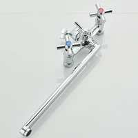 ก๊อกผสมอ่างอาบน้ำโครเมียมพร้อมฝักบัว ก๊อกอ่างอาบน้ำแบบยาว ก๊อกผสมอ่างอาบน้ำแบบสองมือจับ วาล์วผสมฝักบัวอ่างอาบน้ำ ก๊อกน้ำห้องน้ำในครัวเรือน 5