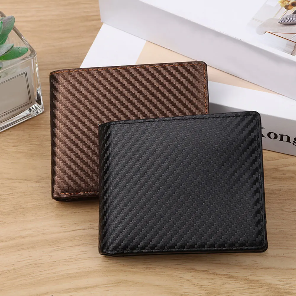 

Men's Carbon Fiber Card Holder Mini Slim Wallet Men Aluminum Metal RFID Magic Wallet Small Thin Male Purses Money Bag Vallet