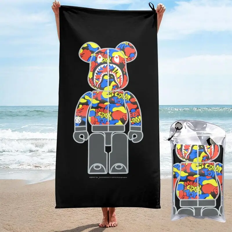 Medicom Toy Bearbrick Medicom Toy Camo Shark 2019 Asciugamano Ad Asciugatura Rapida Nuoto Morbido Leggero Personalizzato