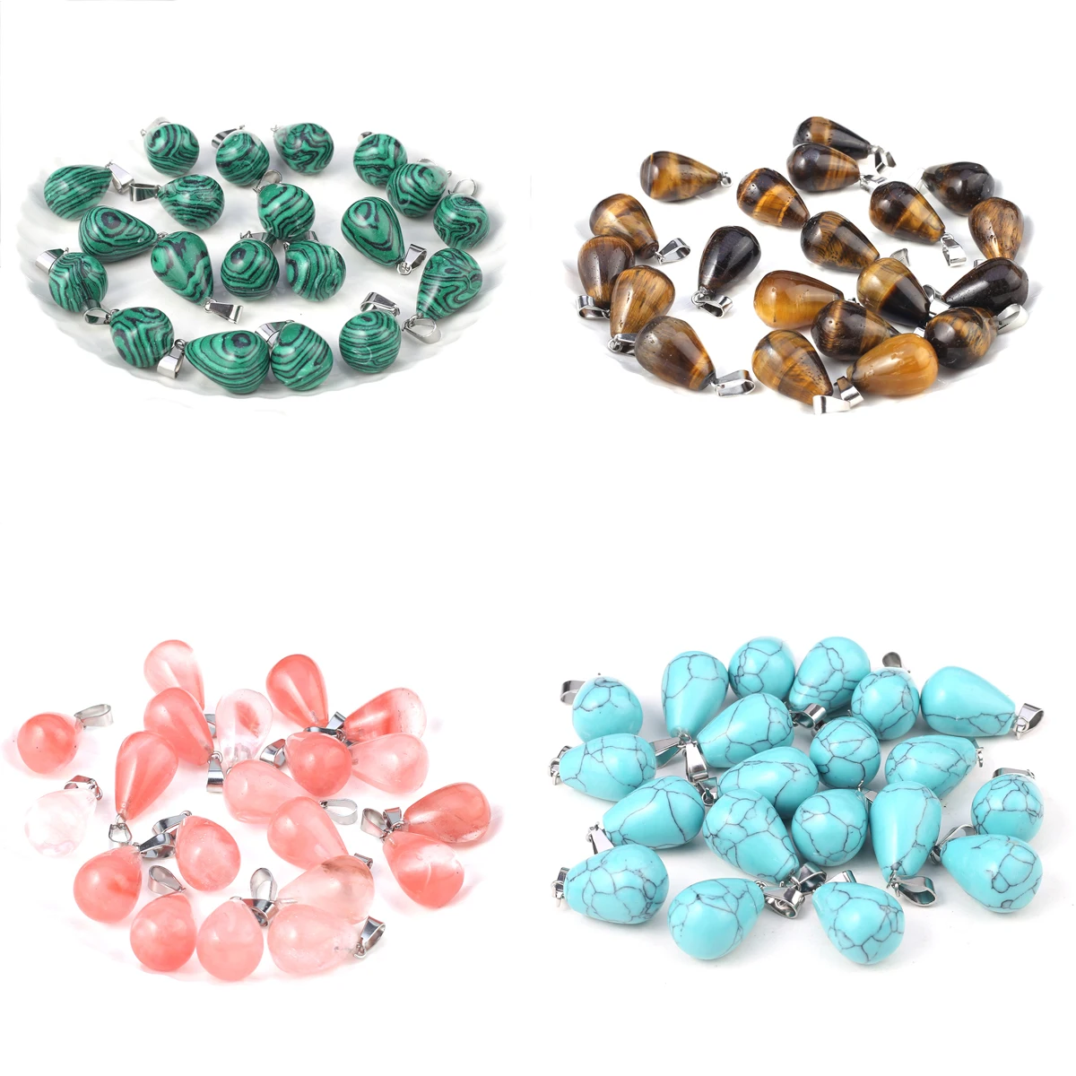

5 PCS Droplet Shape Pendants 23X13mm Natural Agate Amethyst Spiritual Healing Jewelry Accessories DIY Necklaces Earrings Gifts