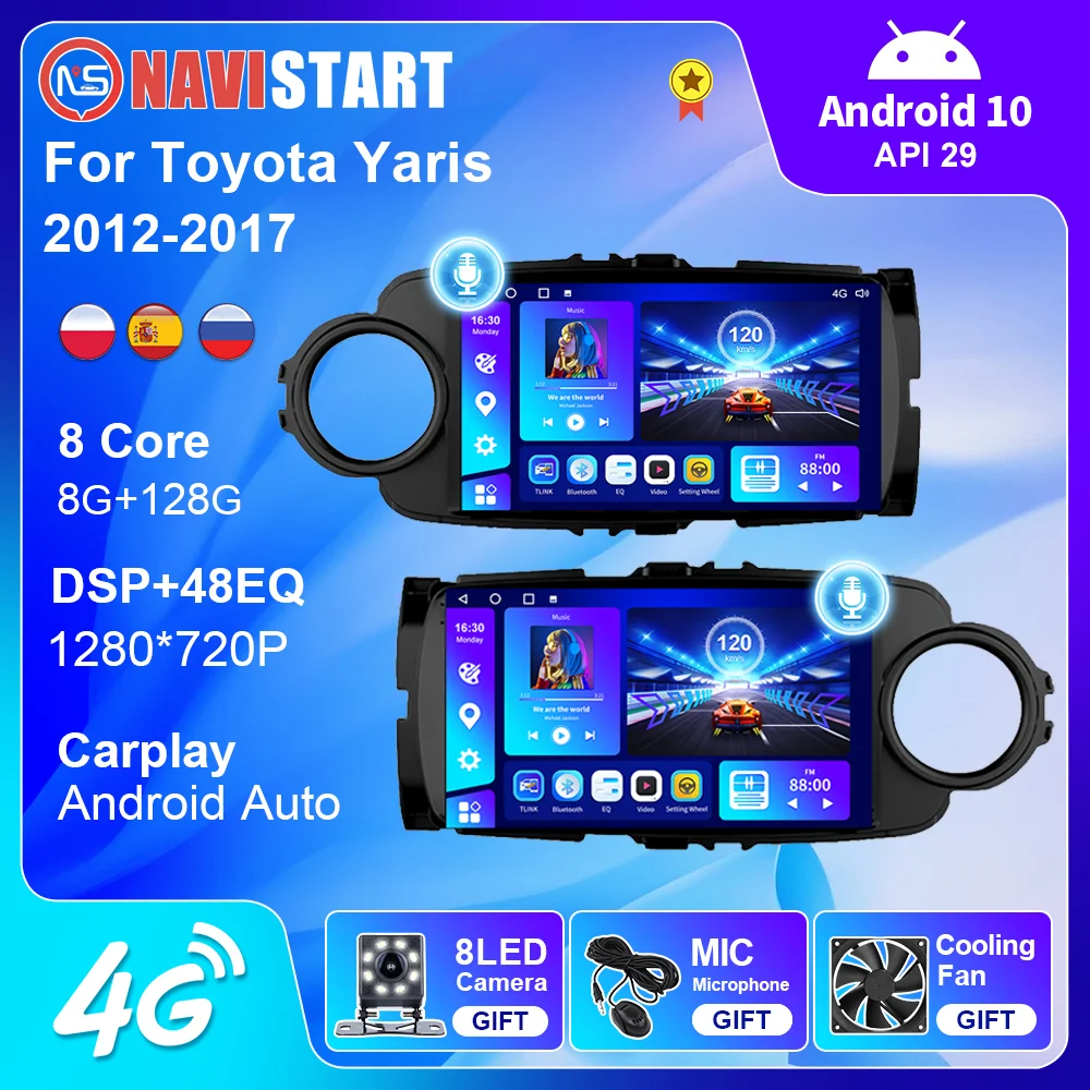 

NAVISTART Android 10 Car For Toyota Yaris 2012 2013 20014 2015 2016 2017 GPS Navigation DSP Carplay 2 Din Radio Player No DVD