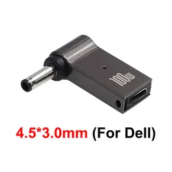 Universal USB Type - C to DC Power Jack Converter, 100W Laptop Power Adapter Plug (4.5x3.0mm For Dell)