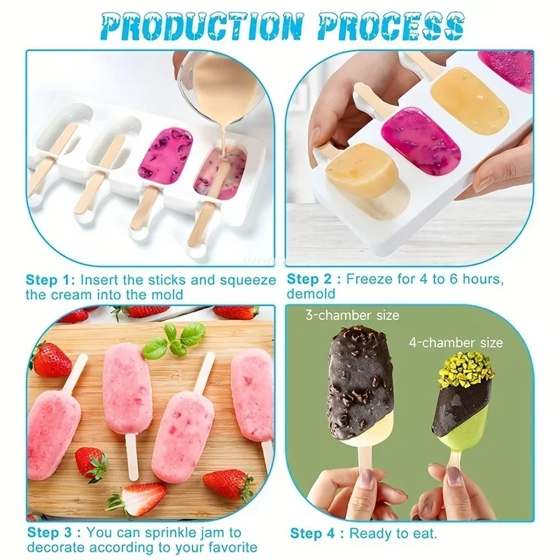 Ice Cream Mold Silicone DIY Chocolate Dessert Popsicle Moulds Tray Ice Cube Maker Homemade Tools Summer Party Supplies
