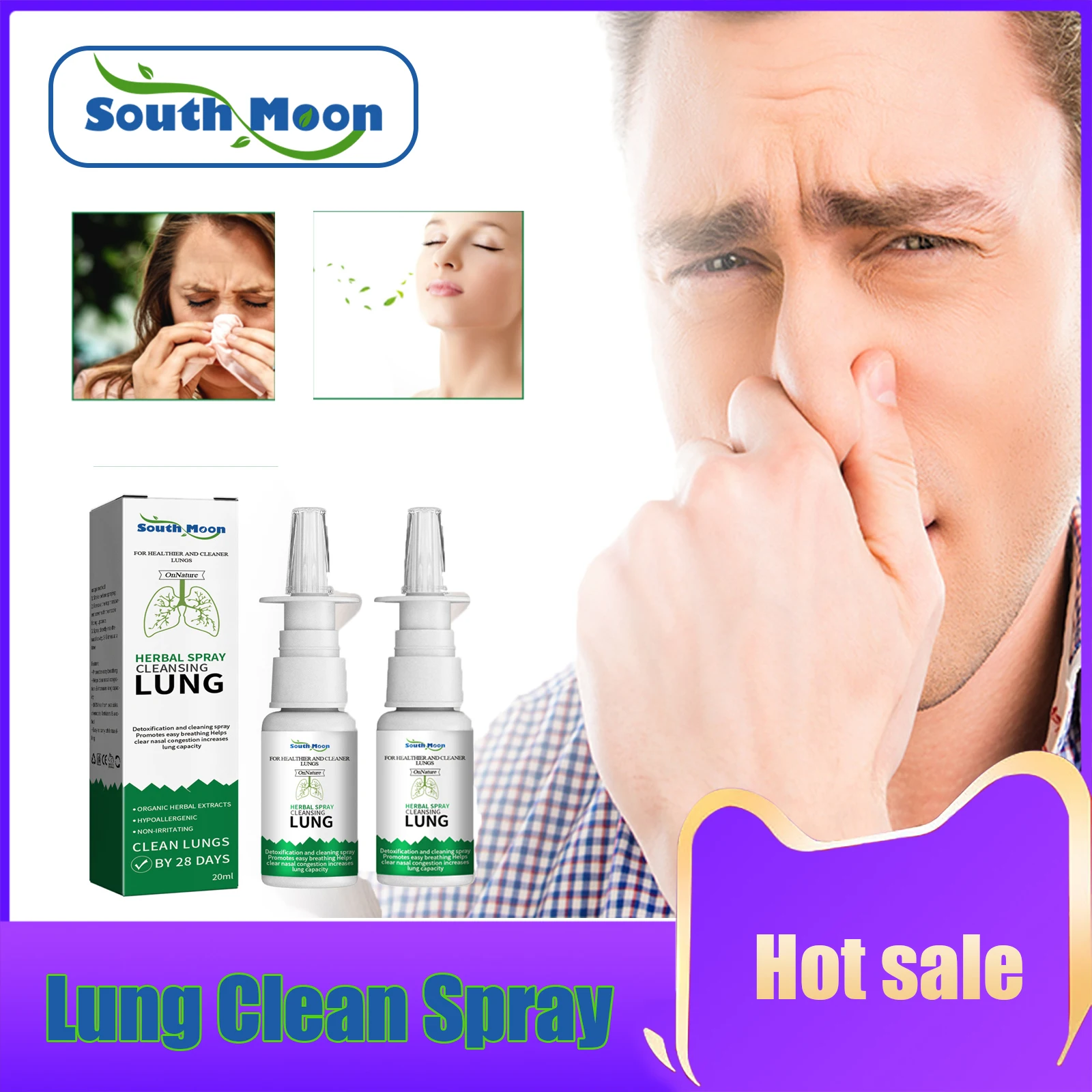 

Herbal Lung Cleanse Spray Relief Nasal Congestion Lung Detoxification Chronic Rhinitis Sinusitis Treatment Clearing Throat Spray