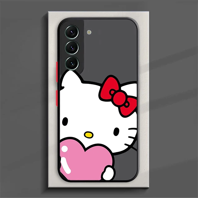 thumbnail image 1 of Bonita funda translúcida esmerilada de Hello kitty para Samsung Galaxy A91, A81, A71S, A53, A04S, A14, A13, A12, 1 of 5