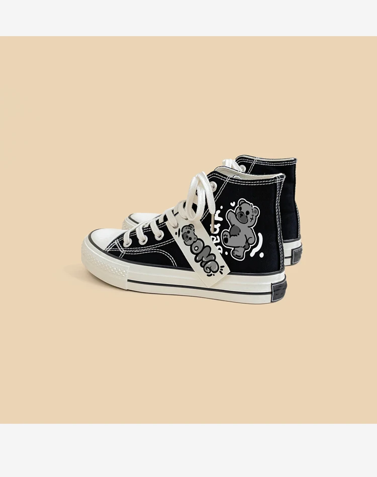 Amy und Michael New Fashion Frauen High-Top-Turnschuhe Unisex Teenager Studenten lässig flache Leinwand Schuhe Tennis weibliche Trainer – Detail 9
