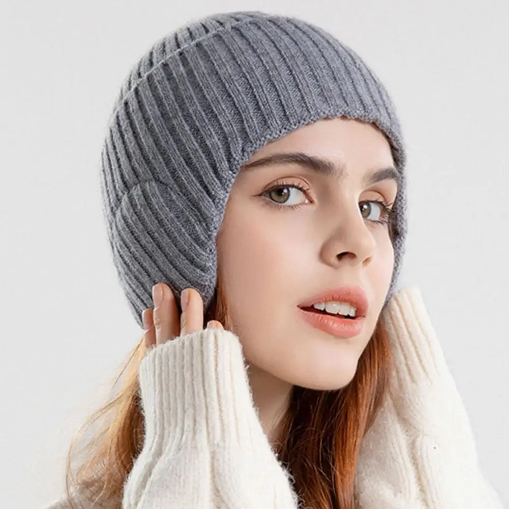 

Solid Color Knitting Hat Winter Knitting Hat for Women Men Brimless Warm Beanie with Ear Protection Coldproof Thickened Unisex