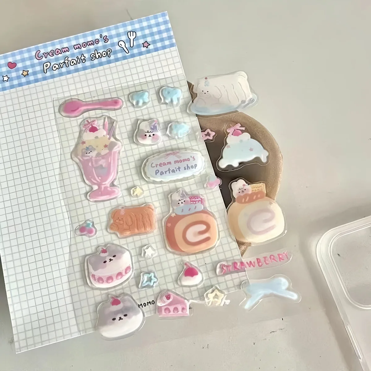 귀여운 새 빵 고양이 젤리 입체 스티커 리본 강아지 DIY 휴대폰 컴퓨터 태블릿 장식