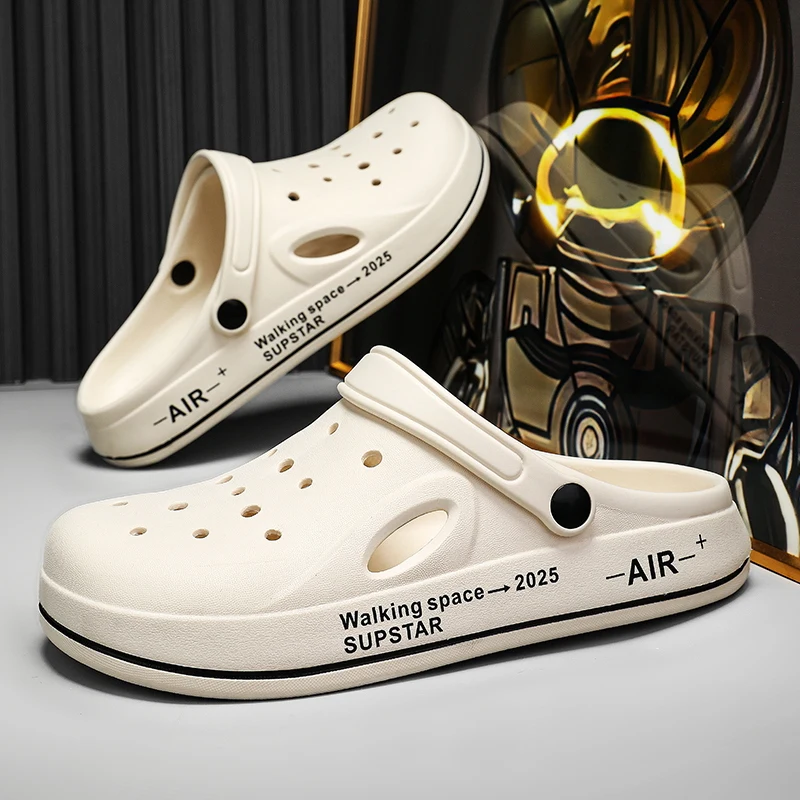 Summer Men's Slippers Sandals Wearing Beach Hole Shoes Outside Home Garden Chef Baotou Casual Fashion