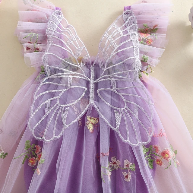 Mädchen Schmetterling Flügel Kleid - Tüll Prinzessinnen Kleid Mit 3D Flügeln Für Geburtstag