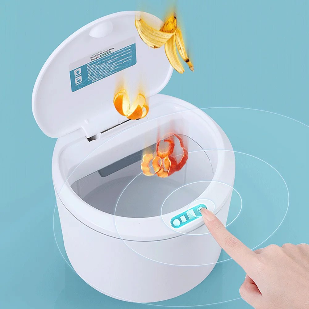 전기 센서 데스크탑 쓰레기통, 3L 자동 쓰레기통 보관 버킷, 자동차 실외용 탈착식 청소 액세서리