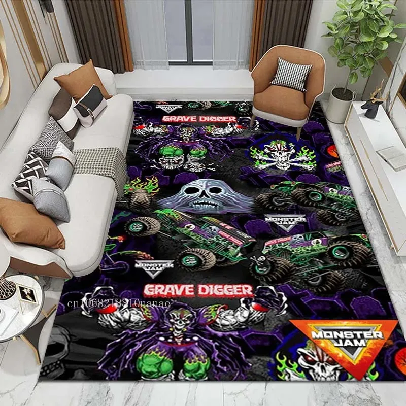 Monster Truck Carpet Modern Home Flanella Carpet Thrill Game Monster Jam Tappetini Decorativi Soggiorno Camera Da Letto Tappeto