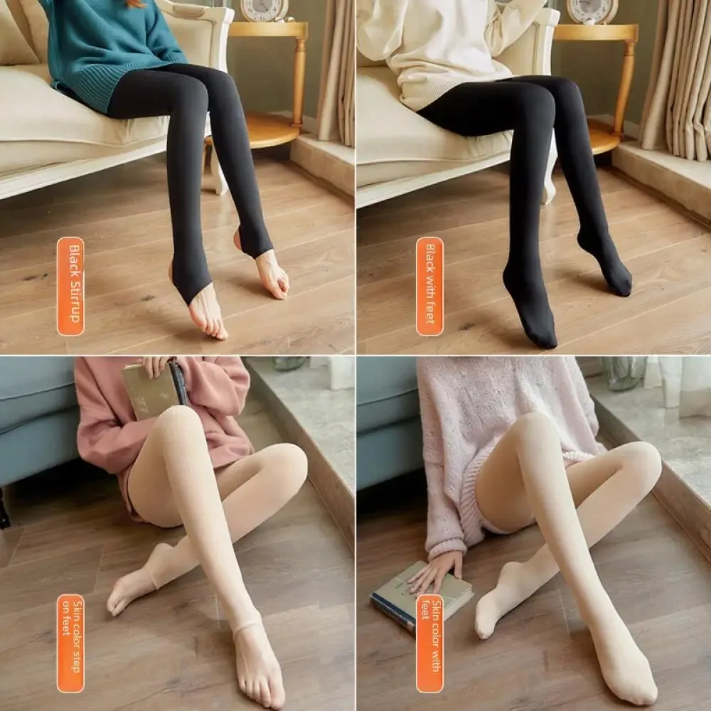 Women's Fleece Tights Warm Insulated Pantyhose Skin Effect Translucent Stockings Sexy Women's Underwear High Elastic Leggings 4