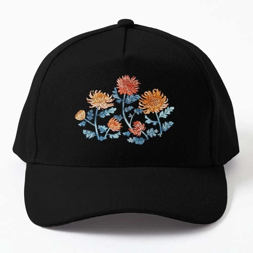 

Chrysanthemum Watercolor & Pen Pattern - Cornflower Blue Baseball Cap Hat Man For The Sun Golf Wear Women's Golf Clothing Men's