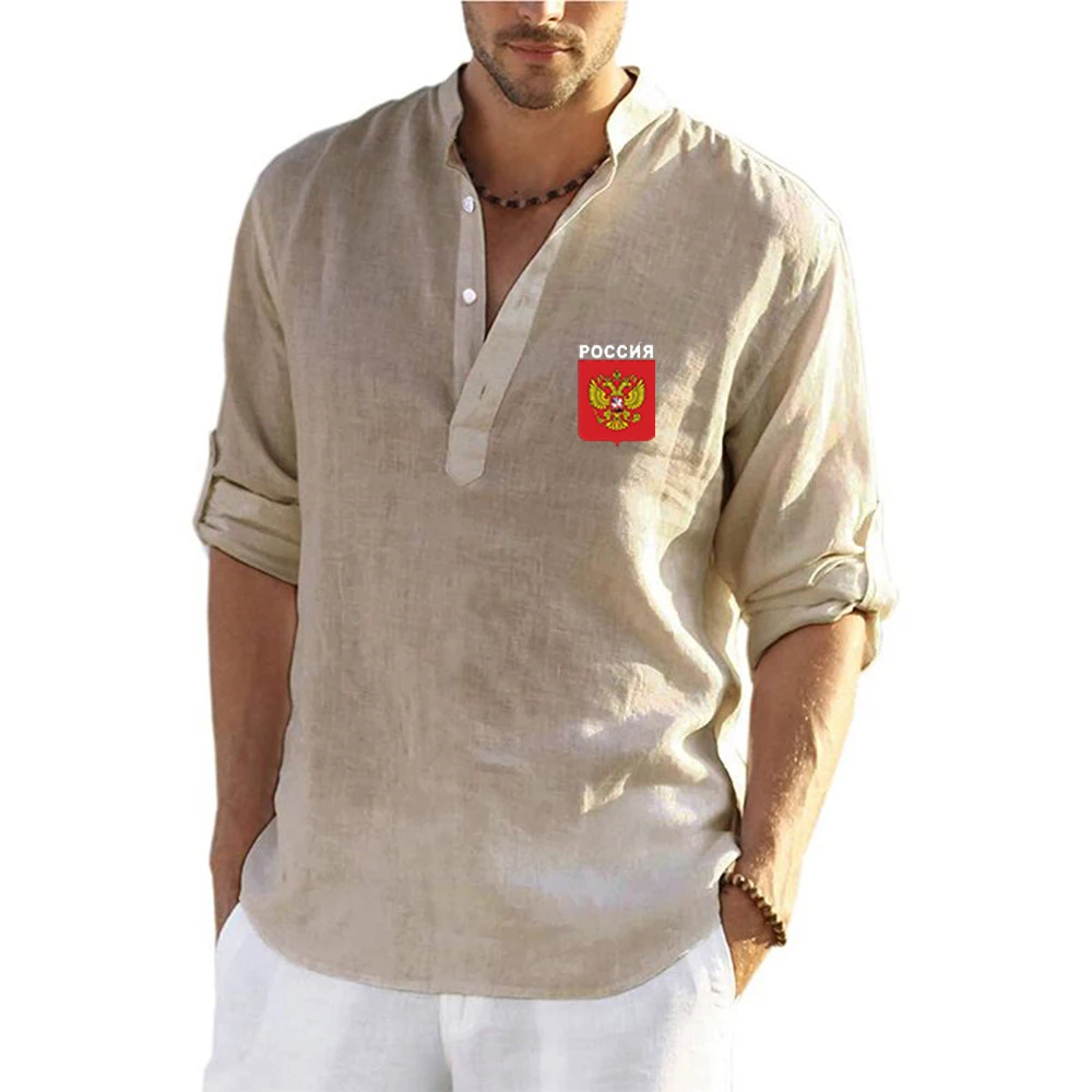 Russian Flag Quick Drying Breathable Summer Long Sleeve Mens Casual Shirt
