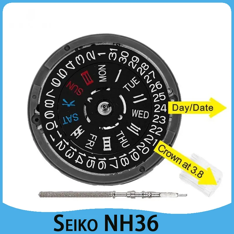 Corona Originale Nh36A At 3.8 Nh36 Con Data Day Week Movimento Automatico A Carica Automatica Per Seiko Watch Skx007 Mod Parte Di Ricambio