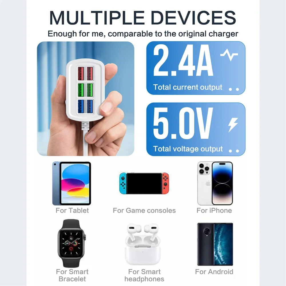 USB Charger Socket Multi Port Fast Charging Charger Power Adapter For iPhone Sam