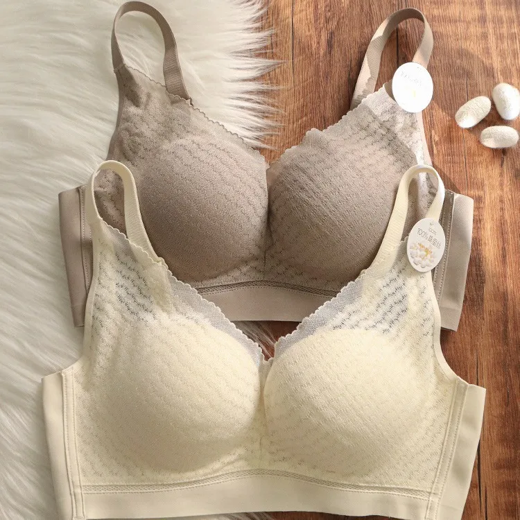 

Natural 100% Mulberry Silk Without Steel Ring Bra for Women, Super Soft, Smooth Comfortable, Mesh Breathable Lingerie Active Bra
