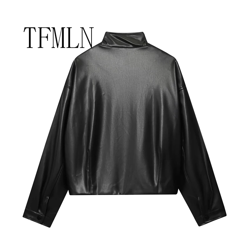 Women New Fashion Lmitation Leather Jacket Tops  Autumn Brand Pilot Jacket Coat Loose Outerwears