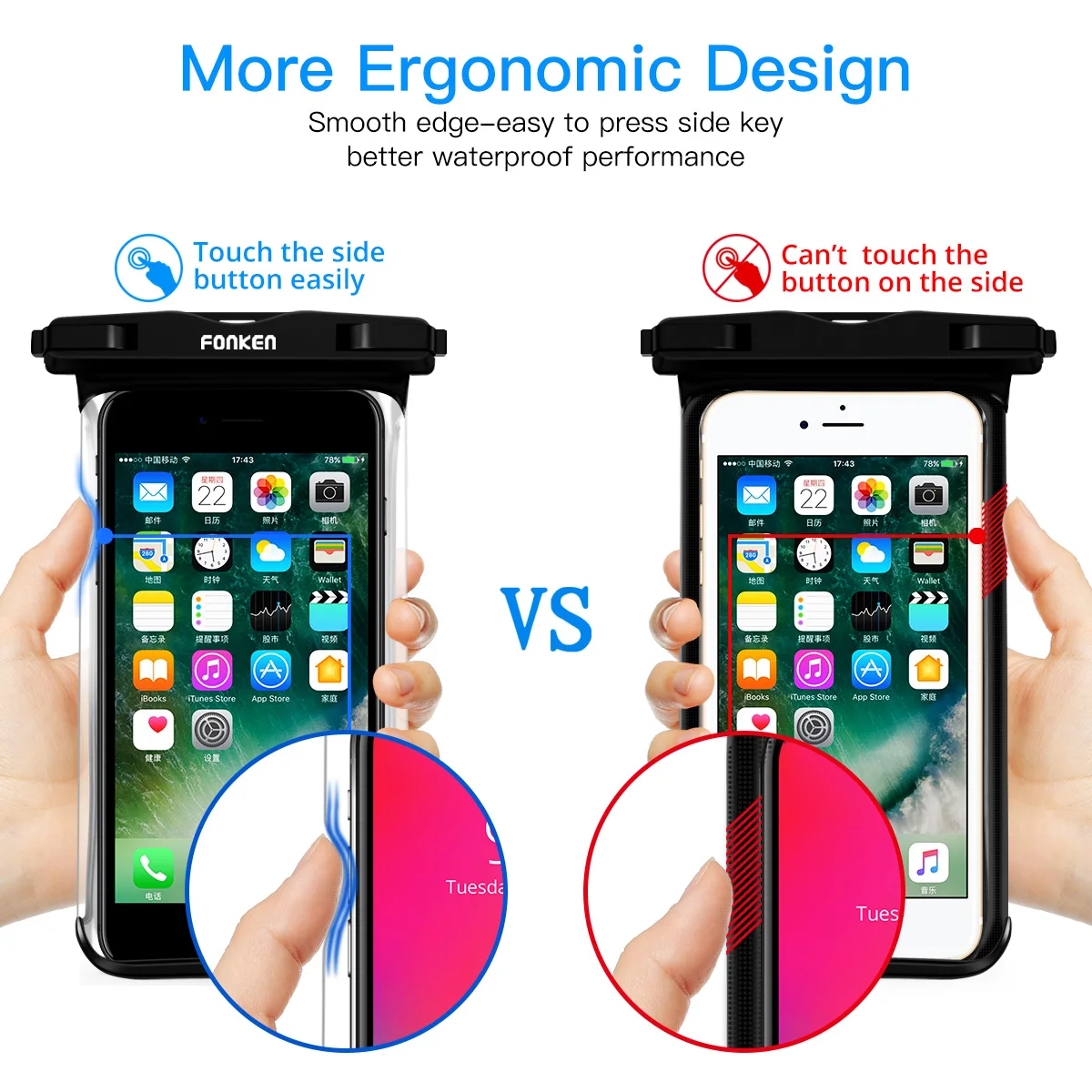 Fonken Waterproof Phone Pouch Up to 6.5" IPX8 Underwater Phone Case Dry Bag ,Transparent Swimming Dry Cover Pouch 2