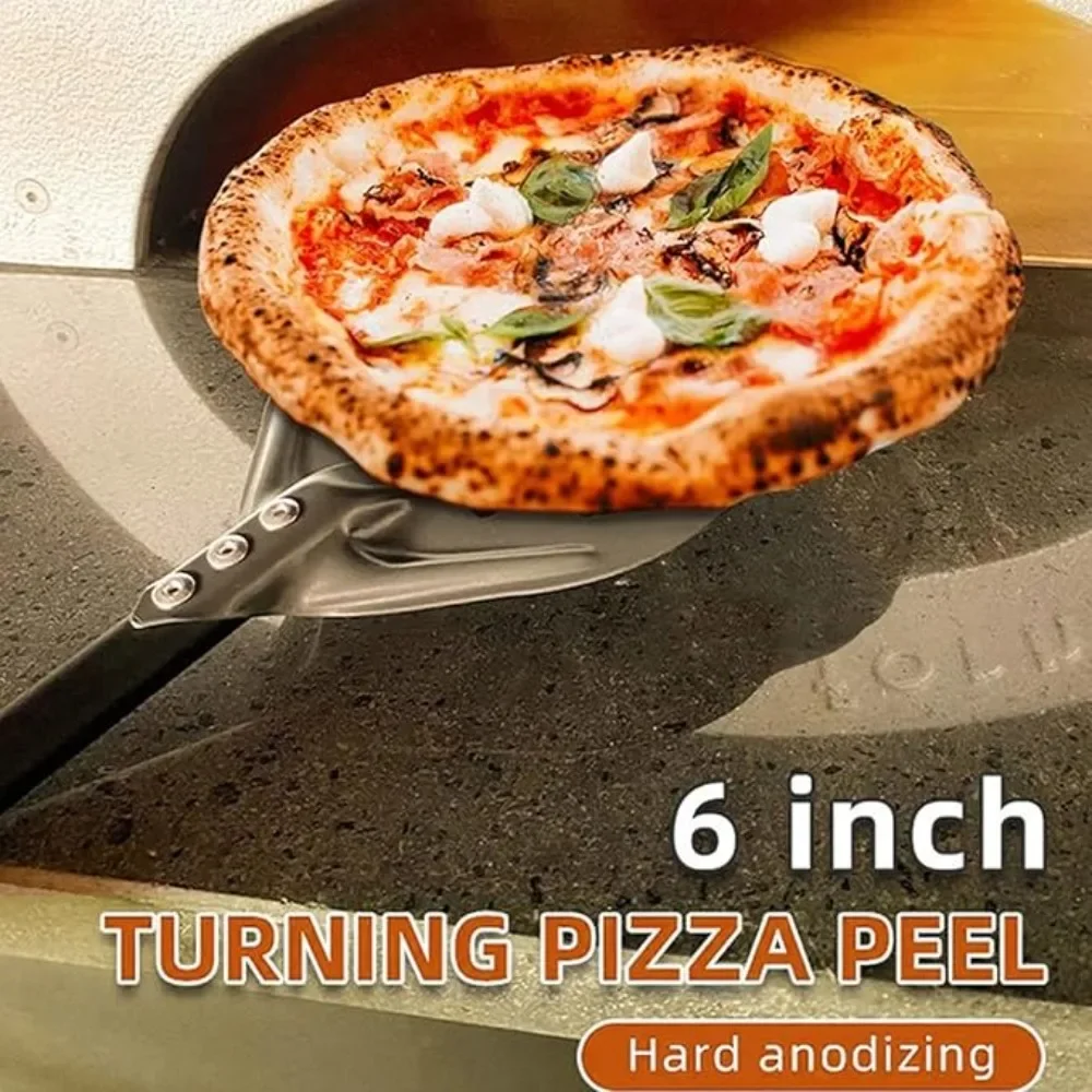 6inch Perforated Pizza Peel Aluminum Round Long Handle European Bread Pie Pizza Transfer Tool Restaurant Essential Spatula