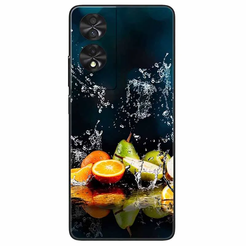 Floral Silicone Soft TPU Phone Cover with Black Bumper
