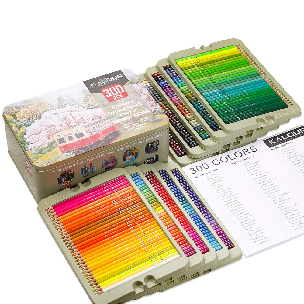 Kalour300色色鉛筆セットアーティストソフトコア鮮やかな色の