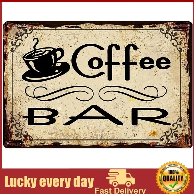 

Coffee Bar Sign Tin Signs For Restaurant Rustic Kitchen Shop Coffee Station Decor room decor home decor