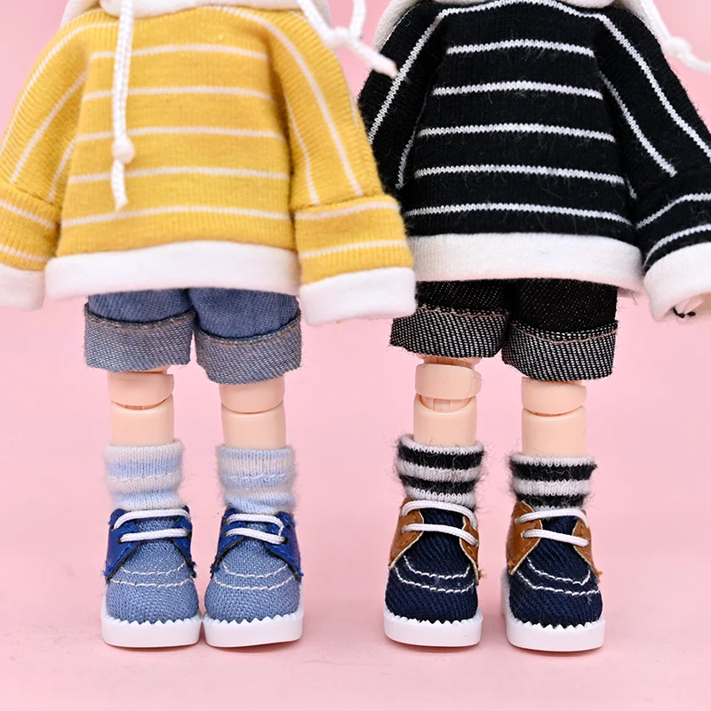 Ob11 High-Top Doll Star Shoes Canvas Grid Shoes Sports Casual Doll Shoes For Gsc Body, Molly, P9, Ymy, 1/12Bjd Doll Accessories 6