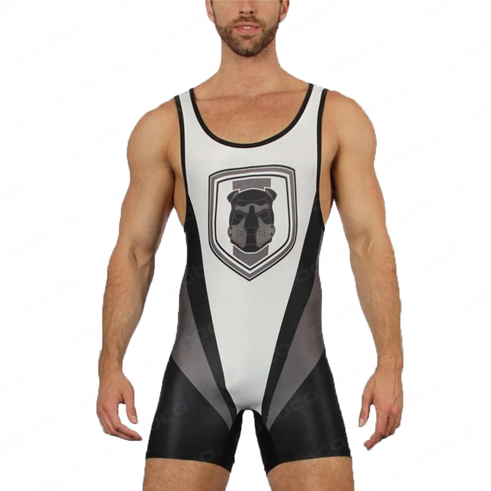 Sports Suit Men's Wrestling Singlets One Piece Bodysuit Professional Coverall Training Competition Freestyle GYM Skinsuit