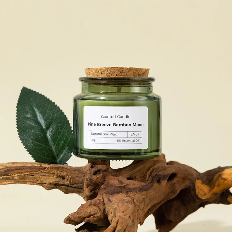 Natural Plant Aromatherapy Candle Smokeless Green Soybean Wax Glass Cup Wedding Fragrance Candle Bedroom Decoration