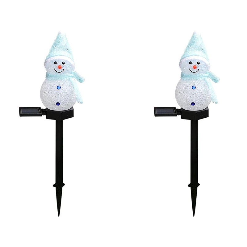 

2X Snowman Solar Lights Christmas Solar Powered LED Snowman Light Decor Outdoor Garden Stake Lamps Xmas Blue