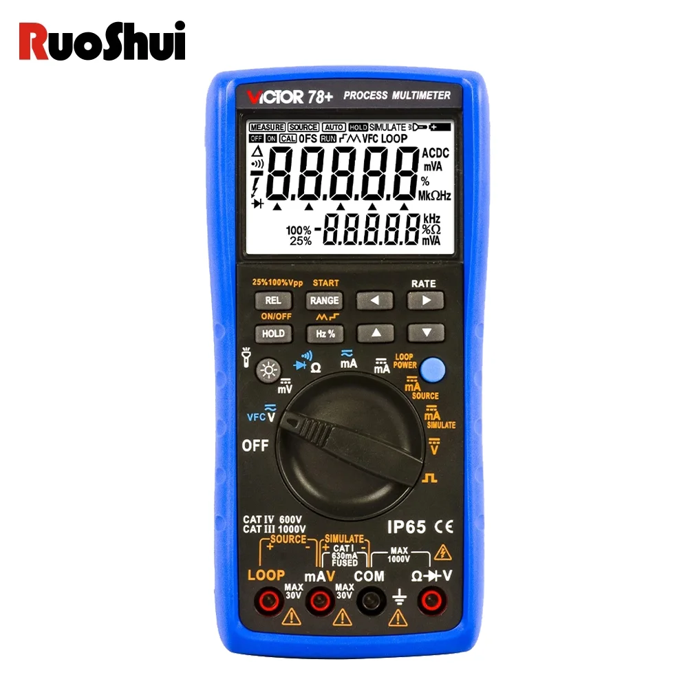 

Victor 78+ Process Multimeter Digital Multi-meter and Process Signal Sources Output of DC Voltage Current Frequency SIMULATE