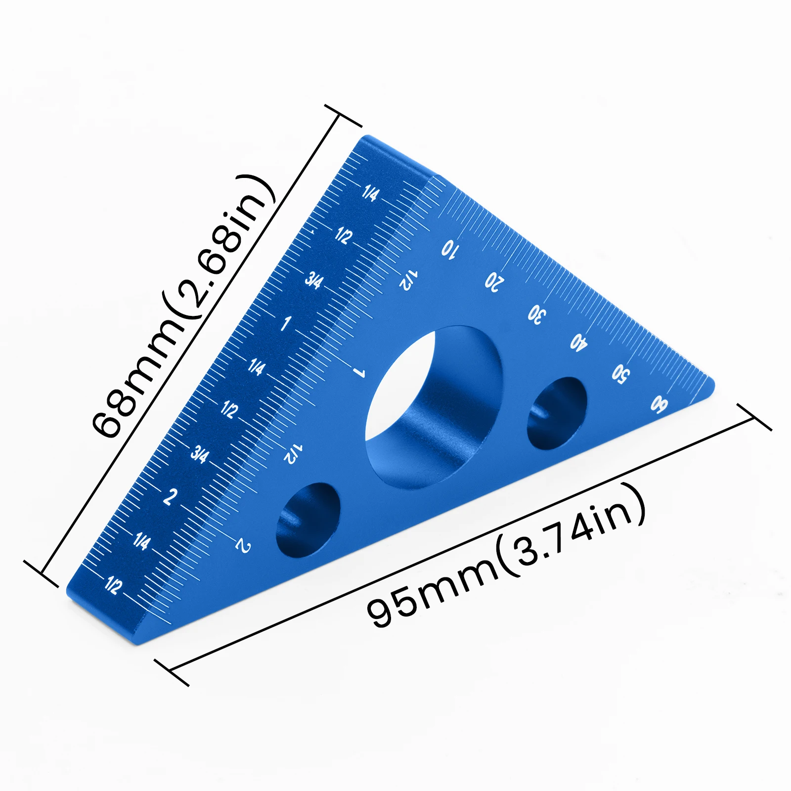 Rechtwinkliges Lineal, dreieckiges Aluminiumlineal mit beiden kaiserlichen und metrischen Skalen, Maschinenisten-Tischler-Messwerkzeug in quadratischer Höhe – Detail 3