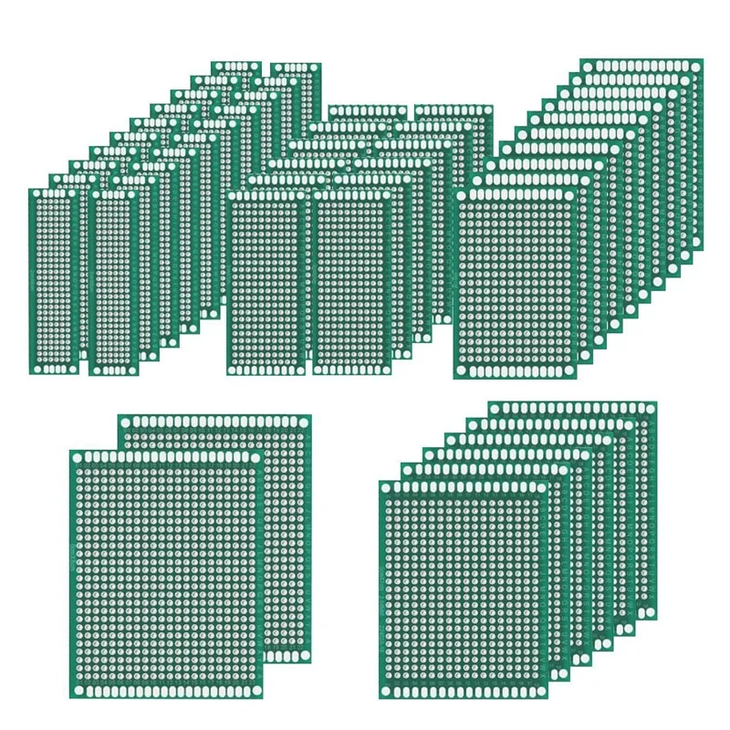 

50 Pcs Double Sided PCB Board Prototype Kit Soldering 5 Size, Universal Printed Circuit Board For DIY Electronic Project
