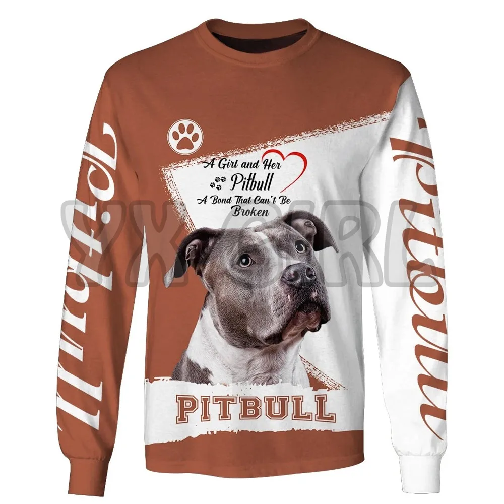 A Girl And Her Pit Bull A Bond That Cant Be Broken Pit Bull 3d All Over Printed Sweatshirts Men For Women Pullovers Unisex Tops