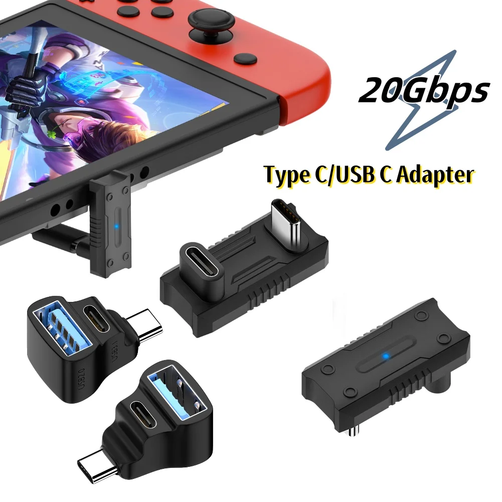 1 to 2 USB C Aapter 180 Degree Type C Aapter PD140W 20Gbps High-speed USB-C Male To USB-C Female Adapter for ASUS Rog Ally