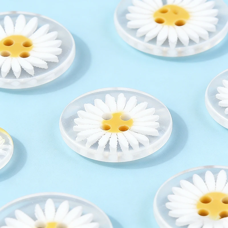 10/20Pcs 데이지 수지 단추 11.5-30MM 셔츠 스웨터 코트 의류 용 손 바느질 단추 DIY 공예 봉제 액세서리