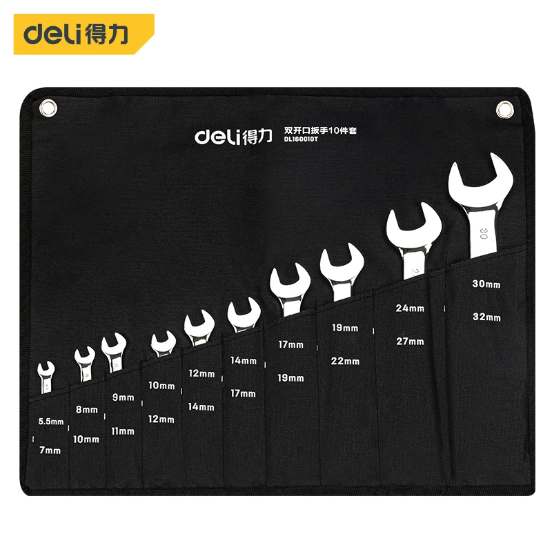 Deli 8/10/13 pcs Spanner Open End Wrench Set Wrench Thickening Design Flat Wrench Tool Plumbing Tubing Wrenches