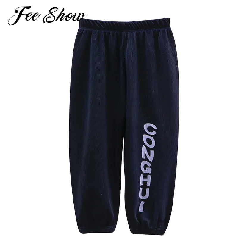 

Kids Boys Girls Sport Pants Running Training Clothing Elastic Waistband Solid Color Letter Print Casual Cropped Pants Trousers