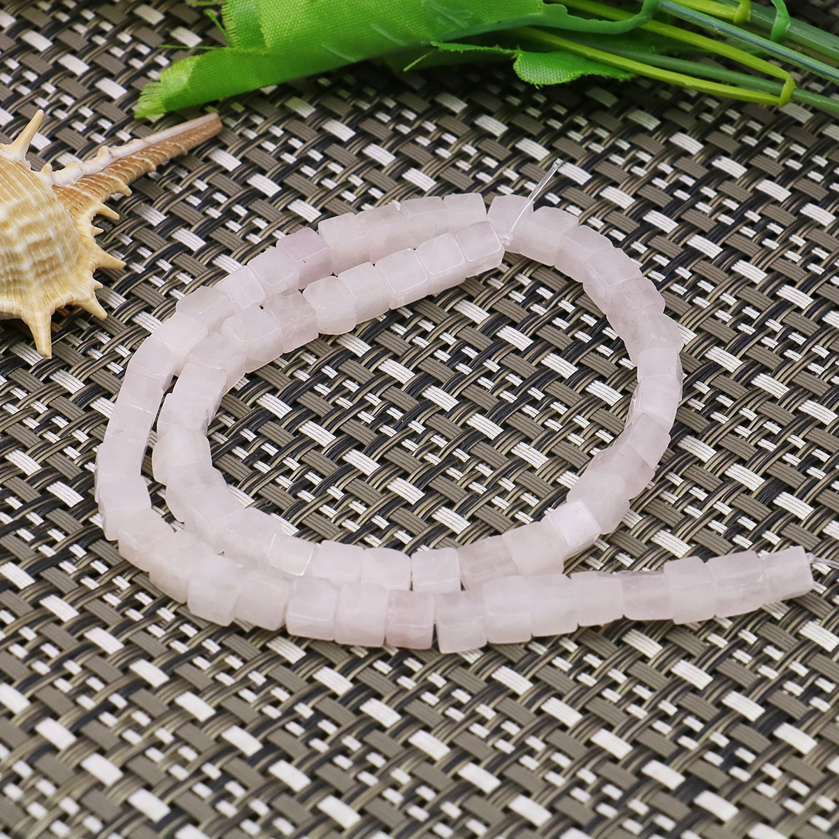 6mm Natural Square Block Pink Chalcedony Powder Crystal Loose Beads Jade Gemstone 15 inch, Jewelry Stone Jewelry Making Design