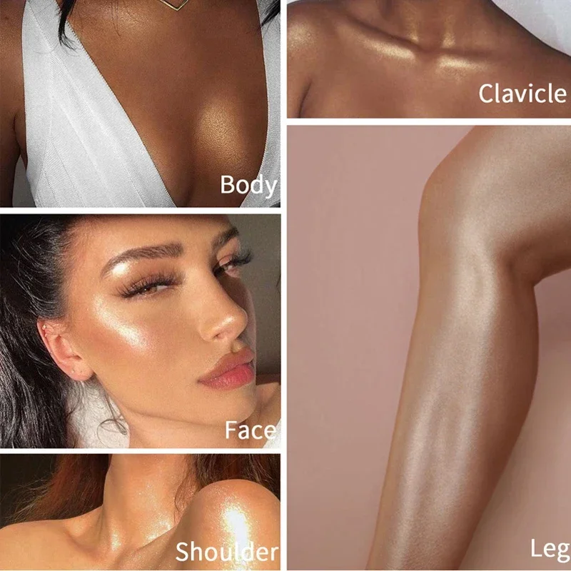 Face Highlighter 4 Colors Spray Liquid Highlighter Shimmer Face Contour Cosmetic Glitter Body Bronzer Oil Mist Highlight Illuminator Makeup