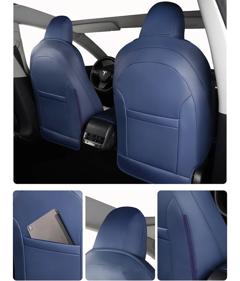 For Tesla Model 3 Y Custom Fit Car Seat Cover Accessories For Tesla 360 Degree Full Covered Perforated Artificial Leather