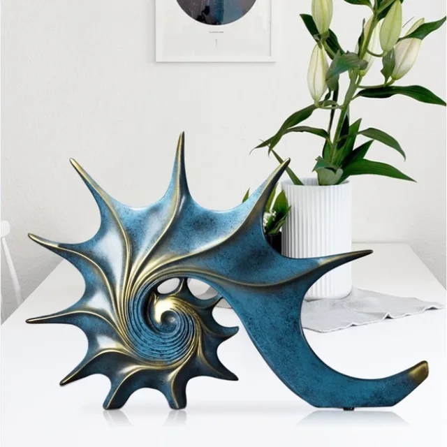 Statue de conque en résine, escargot de mer, Sculptures d'animaux, Figurines artisanales, cadeau de noël, porche, maison, bureau, décoration, ornements 5