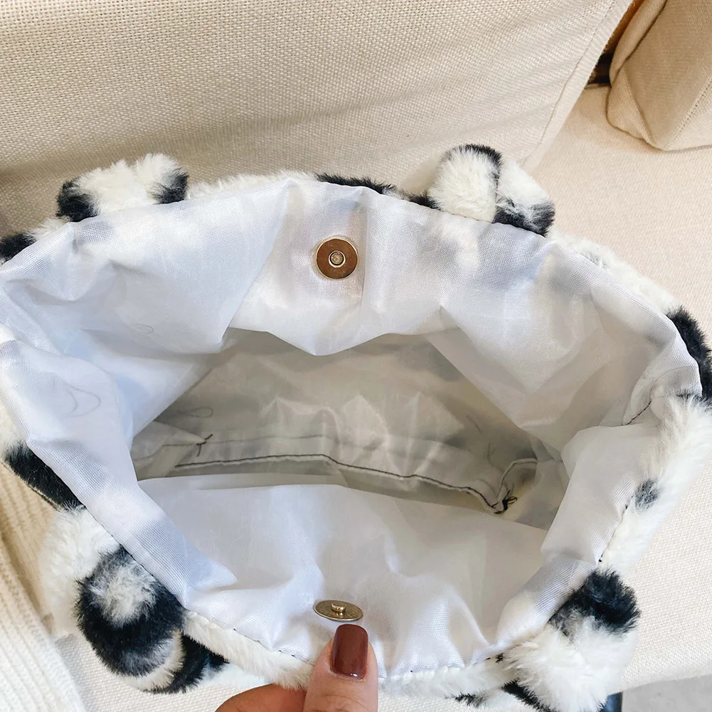 Plush Flower Print Shoulder Bag for Women Autumn