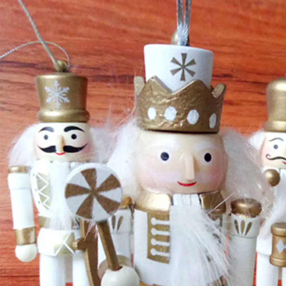 5Pcs 나무 호두까기 인형 군인 크리스마스 장식 프리미엄 페인트 휴대용 장식품 어린이 생일 선물 세트