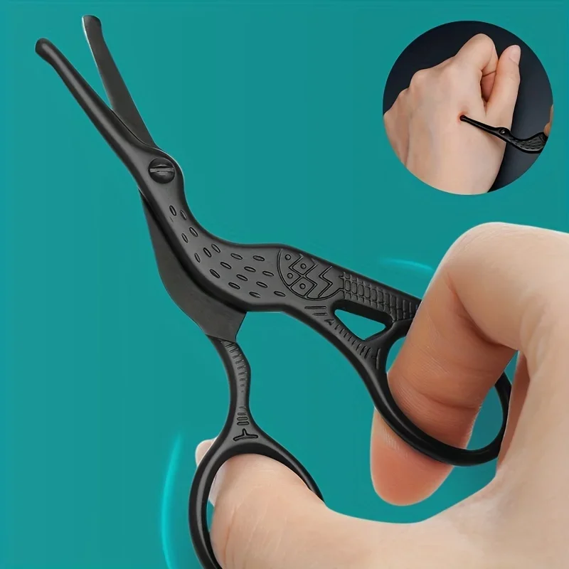 Round Head Stainless Steel Nose Hair Scissors Stork Type BeautyScissors For Eyebrows Nose Hair Beard Ear Hair Eyebrow Scissors