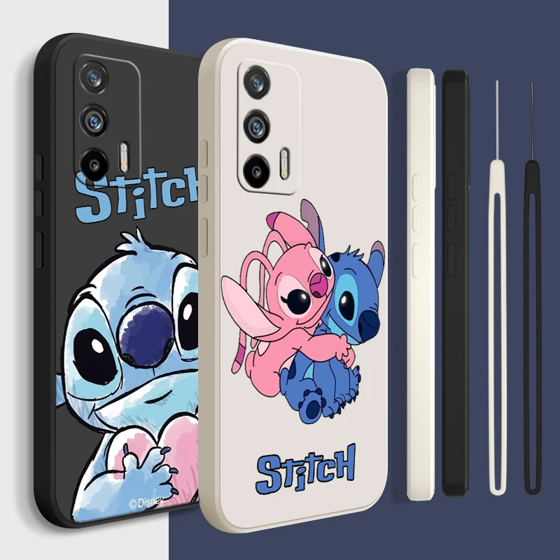 

Stitch Cute Trend For Realme Q5 GT Neo 5 3T 3 XT X3 C55 C30 C21Y C11 C2 Explorer Master Liquid Rope Phone Case