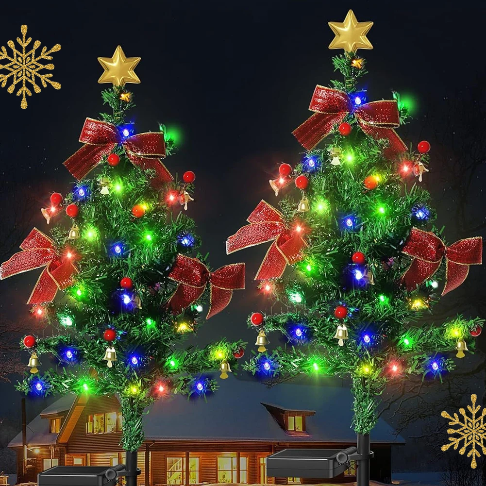 Solar Christmas Tree Lights Outdoors LED Christmas Decor IP65 Waterproof Garden Lawn Landscape Lamps for Patio Porch Pathway